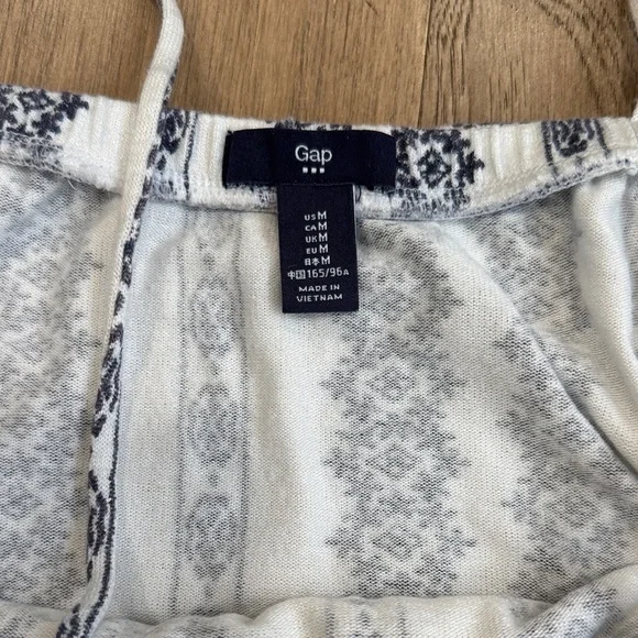 GAP Blue and White Women's Blouse With Tassels Size Medium - Picture 2 of 7